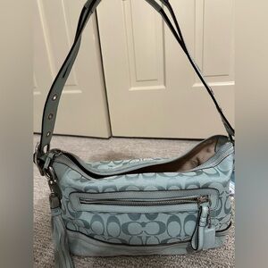 Coach Vintage Y2K aqua suede jacquard Shoulder Bag and wallet